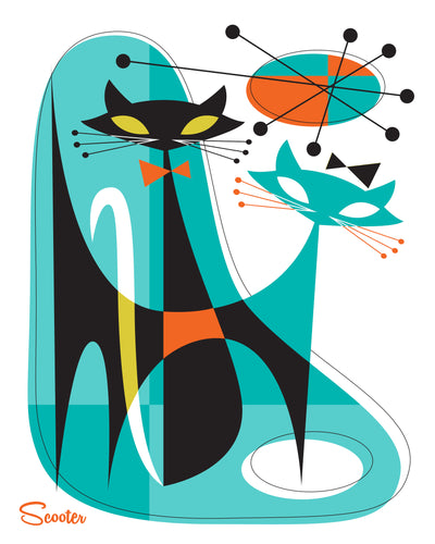 "Mod Mix Up" is a mid-century modern styled high-quality print of retro cats by the artist Scooter. All prints are professionally printed, packaged, and shipped. Choose from multiple sizes and mediums.