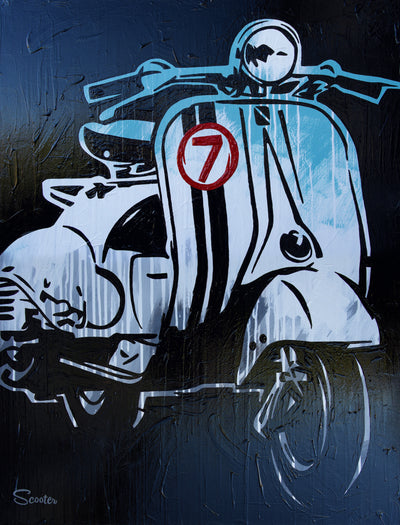“Peace” is a high-quality print of Scooter's original painting of a Vespa. All prints are professionally printed, packaged, and shipped. Choose from multiple sizes and mediums.