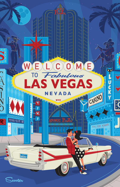 "Vegas Baby" is a retro Vegas, mid-century modern styled, high-quality print by the artist Scooter. All prints are professionally printed, packaged, and shipped. Choose from multiple sizes and mediums.