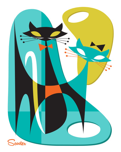 "All Mixed Up" is a mid-century modern styled high-quality print of retro cats by the artist Scooter. All prints are professionally printed, packaged, and shipped. Choose from multiple sizes and mediums.