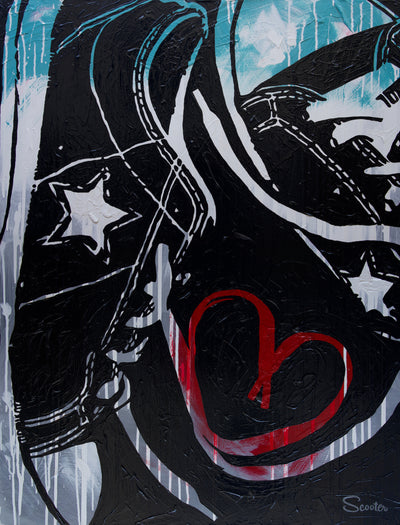 “Beautiful Chaos” is a high-quality print of Scooter's original painting of tangled Chuck Taylor Converse laces, formed into a heart.