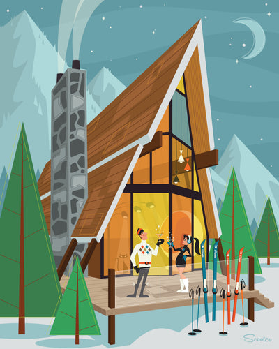 "Atomic A-Frame" is a retro mid century modern styled high quality print of a1960’s A-Frame in the mountains by the artist Scooter. All prints are professionally printed, packaged, and shipped. Choose from multiple sizes and mediums.