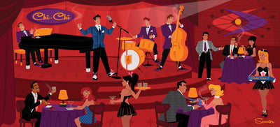 ‘The Good Life’ is a mid-century modern styled high-quality print, of Frankie performing at the Chi Chi from the mid-century modern era in Palm Springs, by the artist Scooter. All prints are professionally printed, packaged, and shipped. Choose from multiple sizes and mediums.
